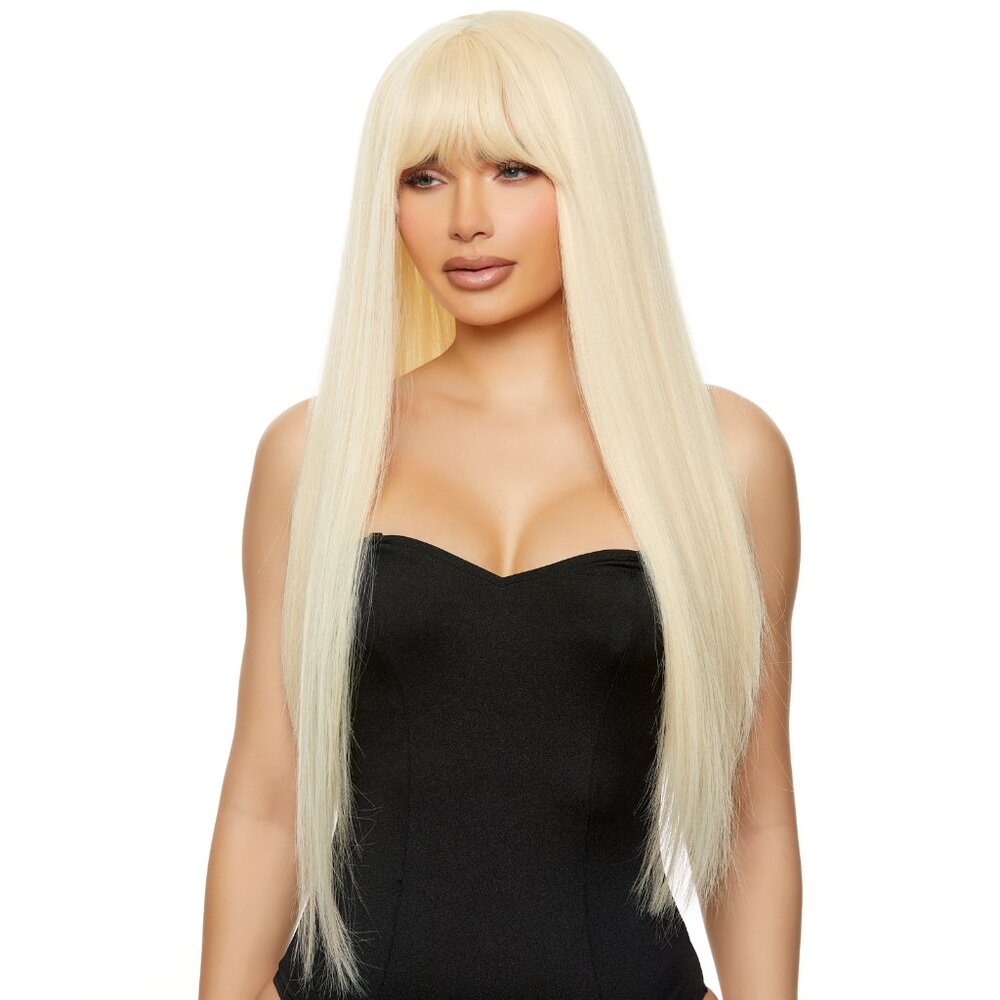 Long Blonde Straight Wig with Bangs